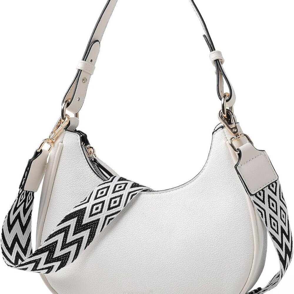 Women Small Leather Crossbody Purse with Removable Straps and Baseball Charm